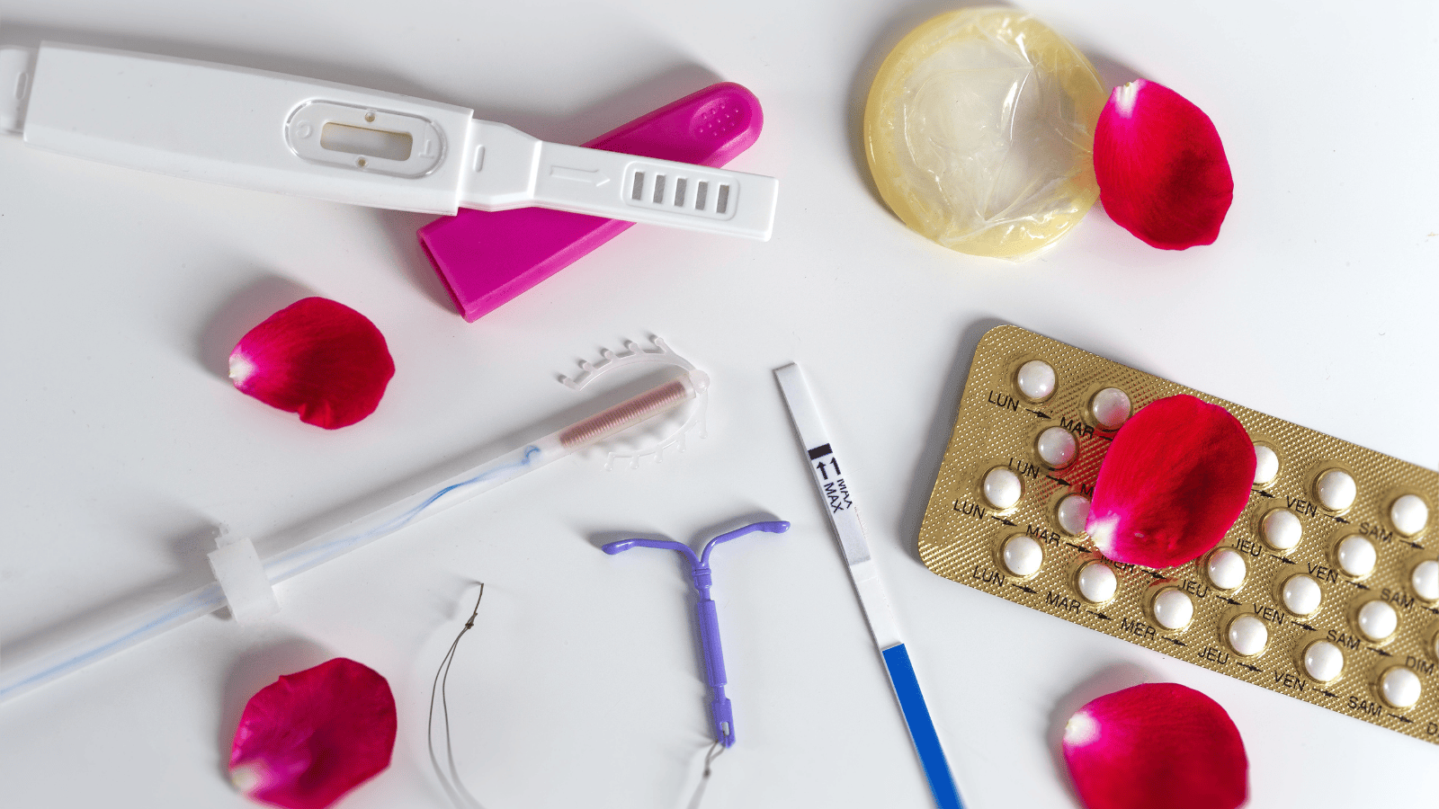 Photo showing various methods for birth control.